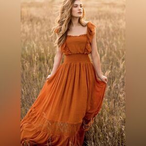 Mia Joy Rust Brown Maxi Dress Size Small